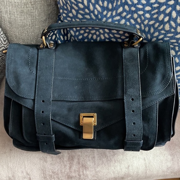 Proenza Schouler PS1 Medium Navy Suede Gold HW - Picture 3 of 16